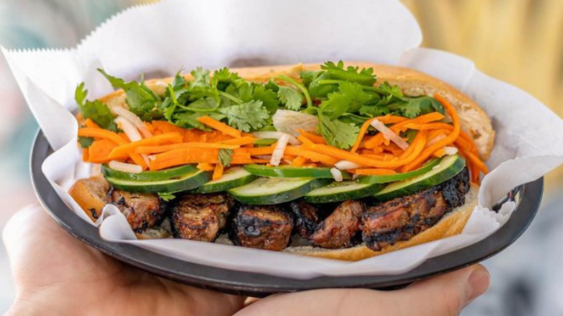 The grilled pork banh mi sandwich at Banh Mi Boys. The Columbia location of the shop is now open at 625 Whaley St. suite C.