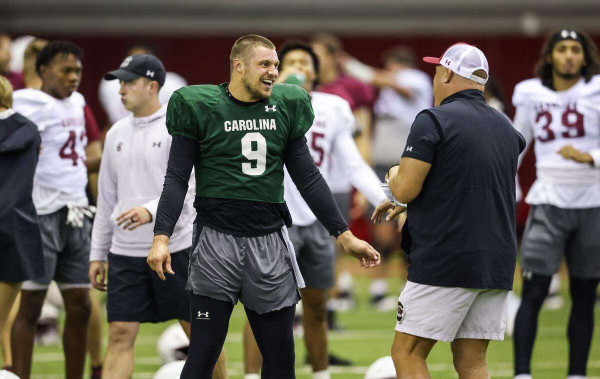 South Carolina quarterback Luke Doty (9) during practice in Columbia on Aug. 10.