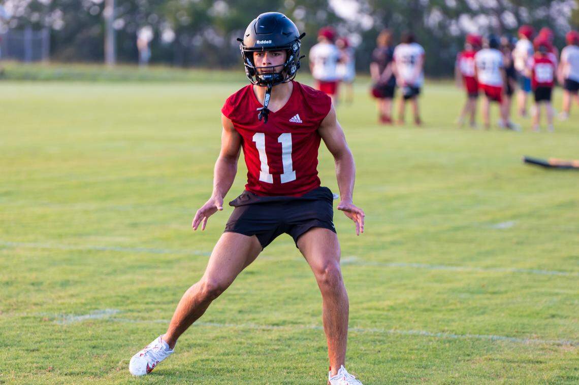 LB Wynn Meetze during Gilbert High School’s first football practice of the season Friday, August 2, 2024.