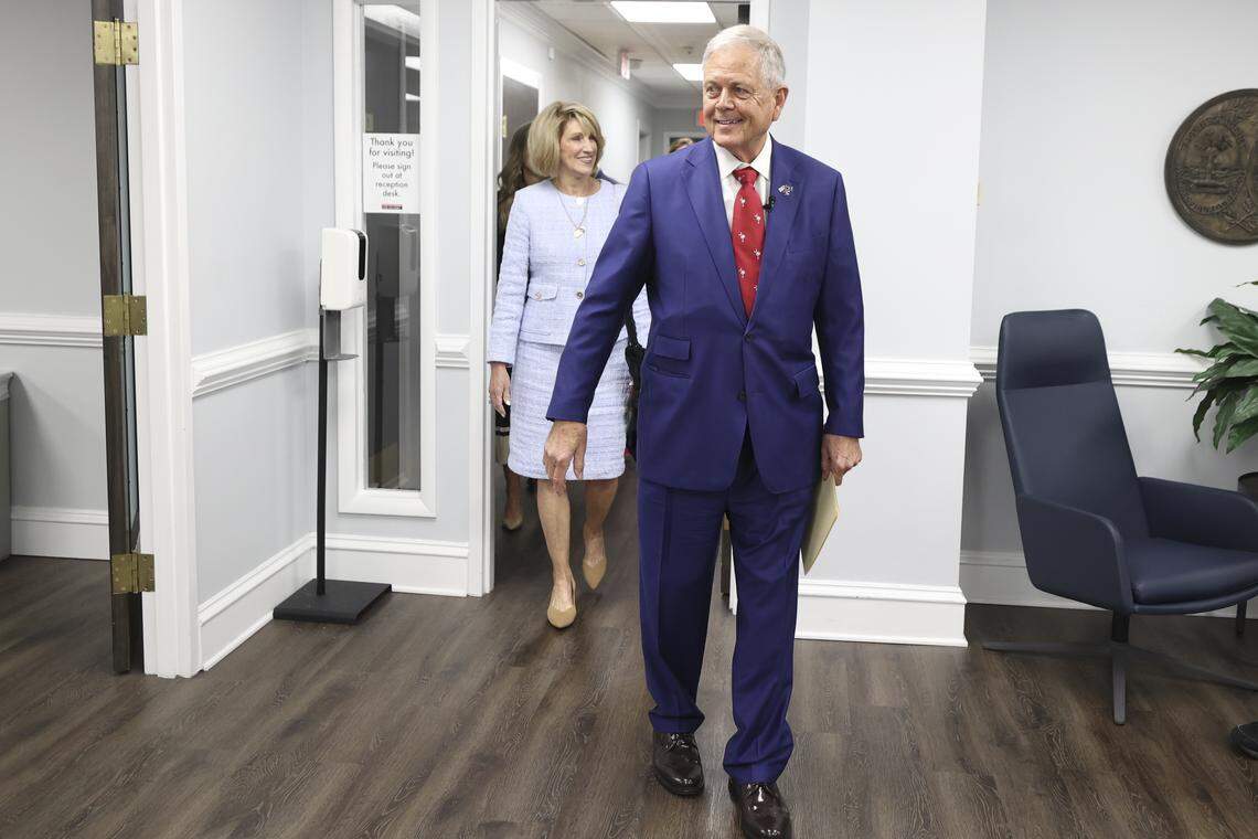 Ralph Norman arrives at the South Carolina Election Commission on Monday, March 16, 2026. Norman is running for Governor.