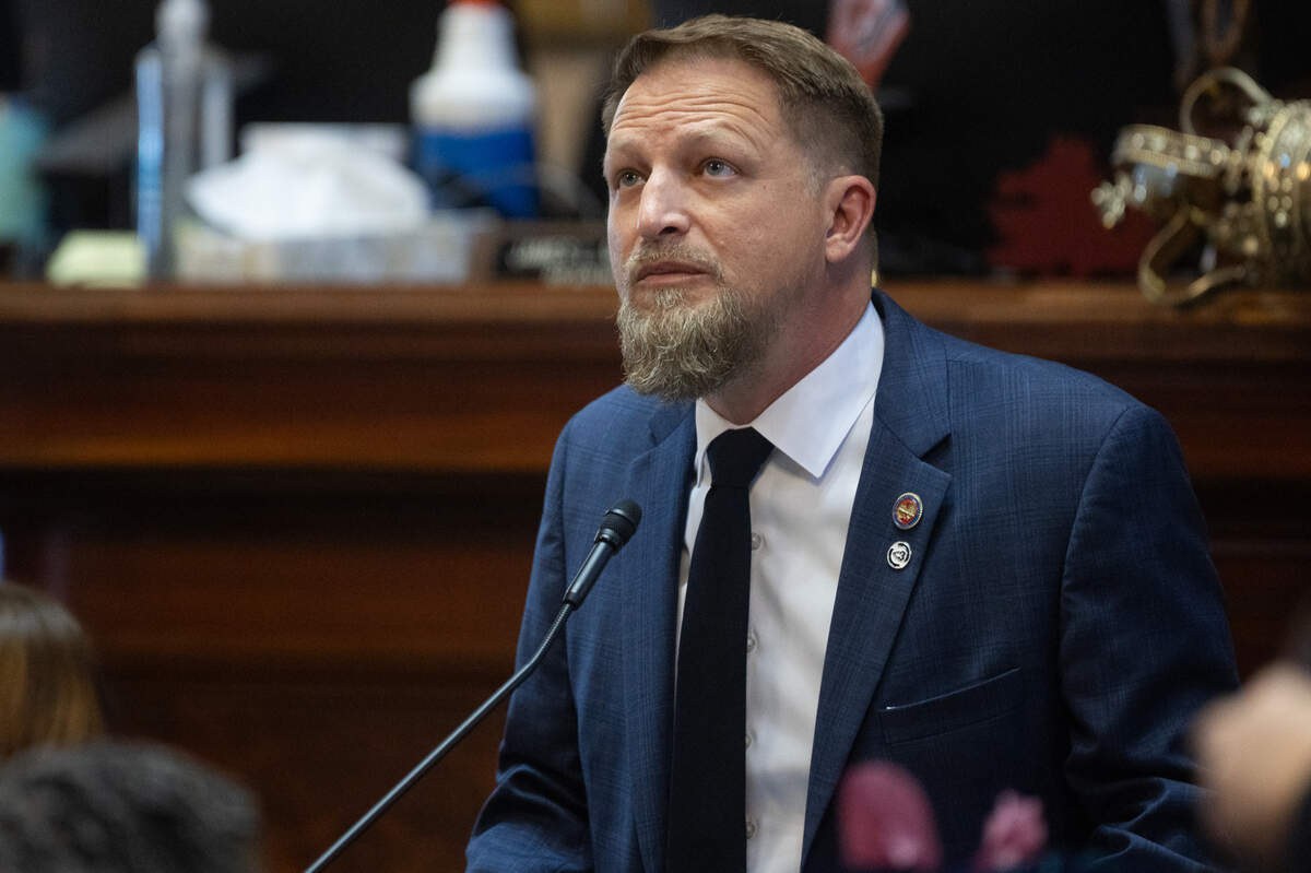 South Carolina State Representative Brandon Guffey, R-York, introduces guests before house members debate amendments to the state budget on Tuesday, March 11, 2025.