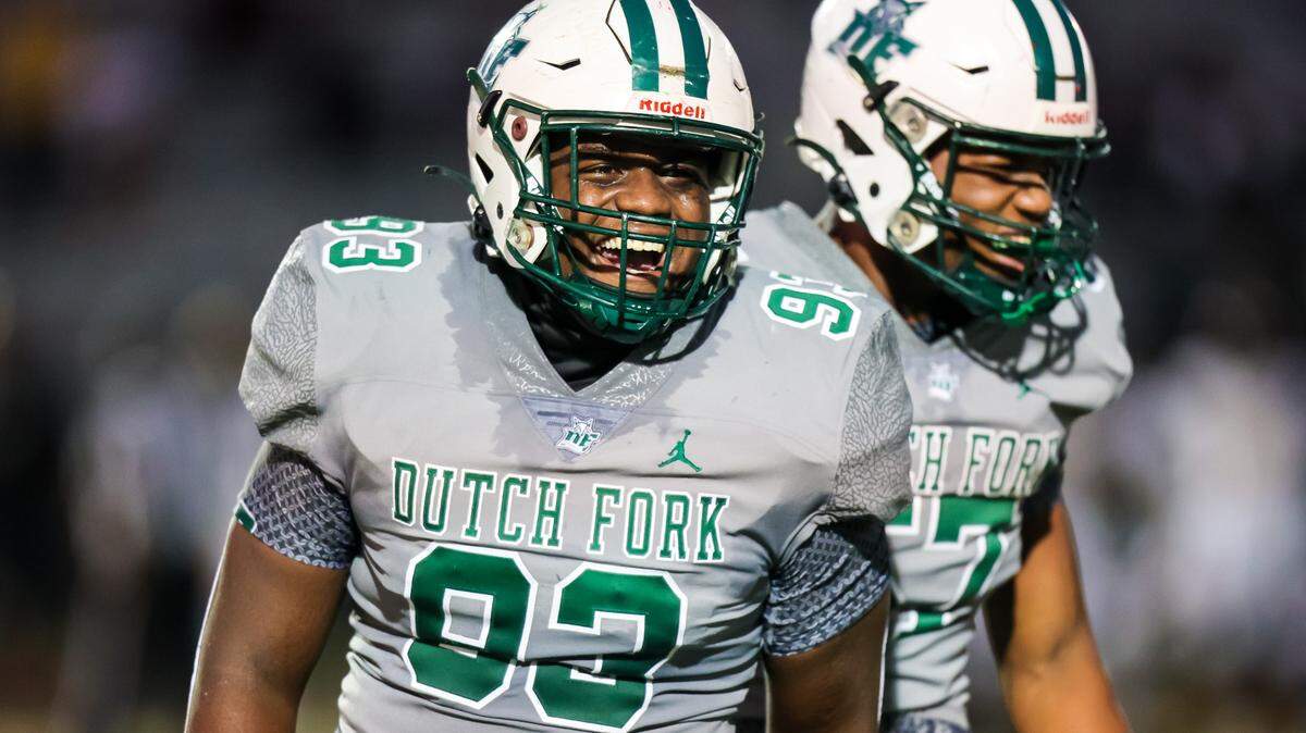 Dutch Fork Silver Foxes defensive lineman Alexander Johnson (93)