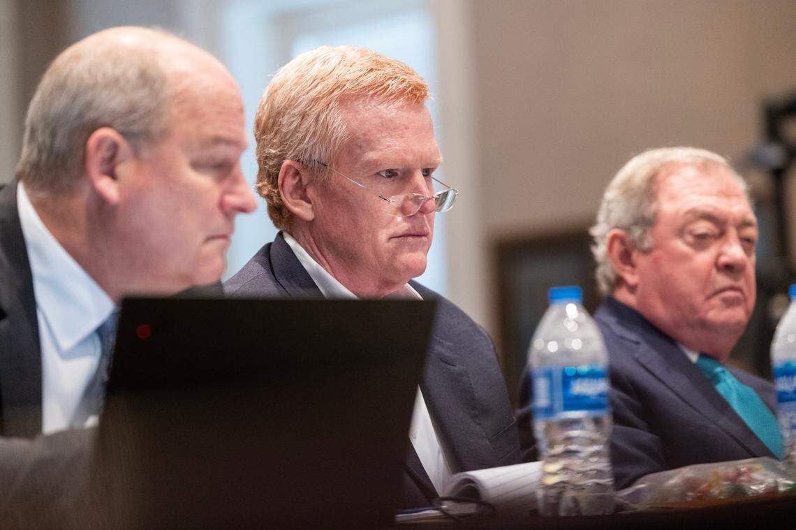 Alex Murdaugh listens to testimony during his trial for murder at the Colleton County Courthouse on Friday, Feb. 17, 2023. Joshua Boucher/The State/Pool