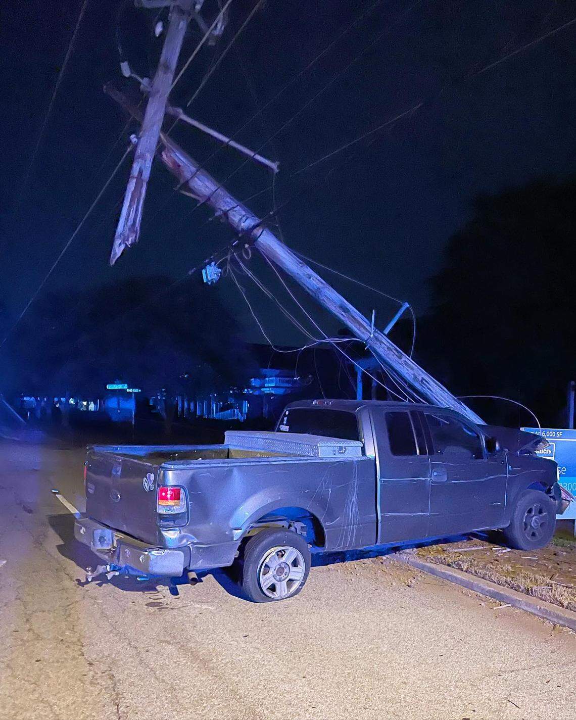 The man who crashed a pickup truck into utility poles was arrested on multiple charges, the Forest Acres Police Department said.