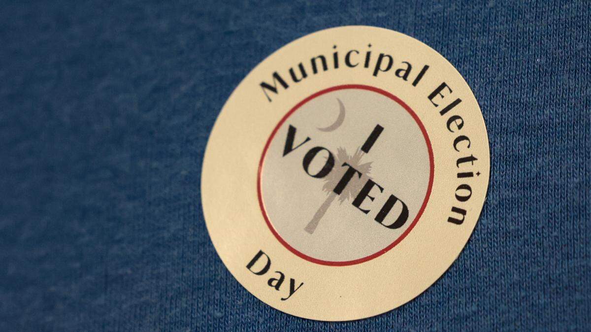 A special sticker for the Municipal Election was handed out to voters who cast their ballots at Hand Middle School on Tuesday, Nov. 4, 2025.