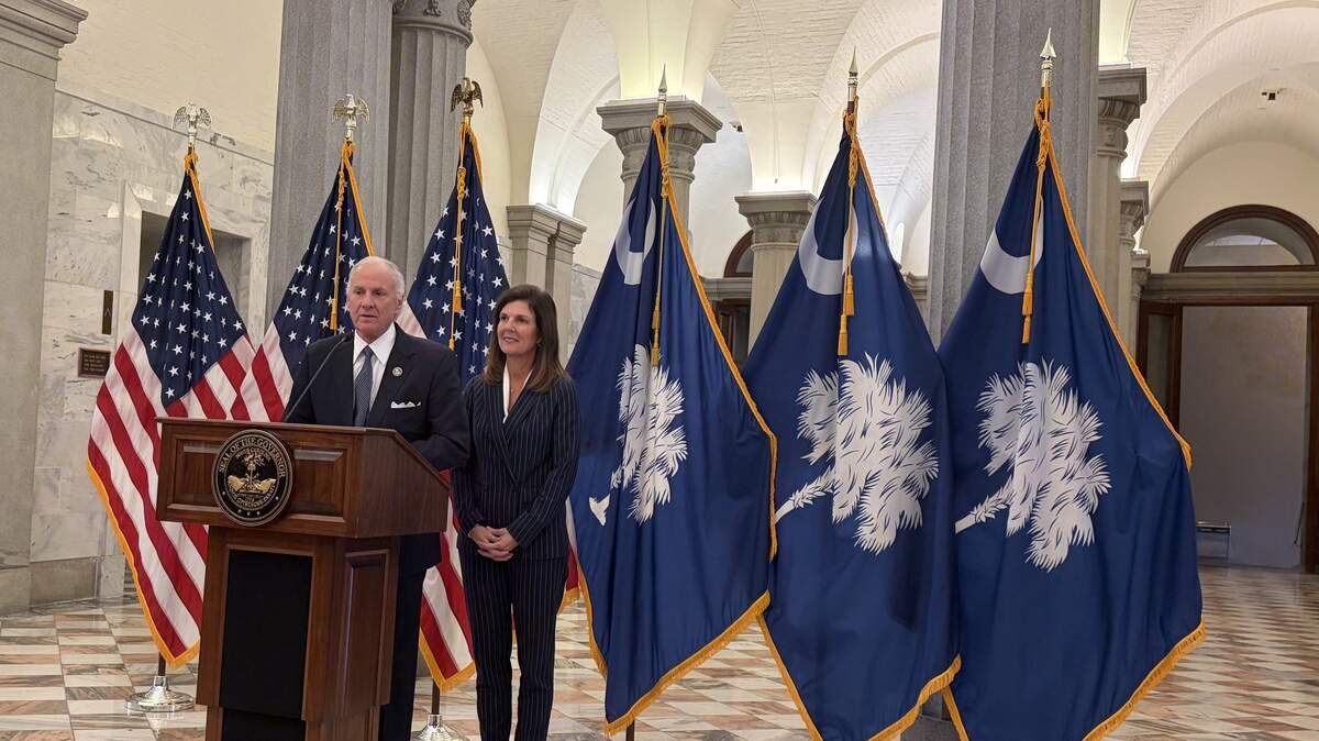 Gov. Henry McMaster unveils his state executive budget for the next fiscal year in the South Carolina State House on Monday, Jan. 12, 2025.