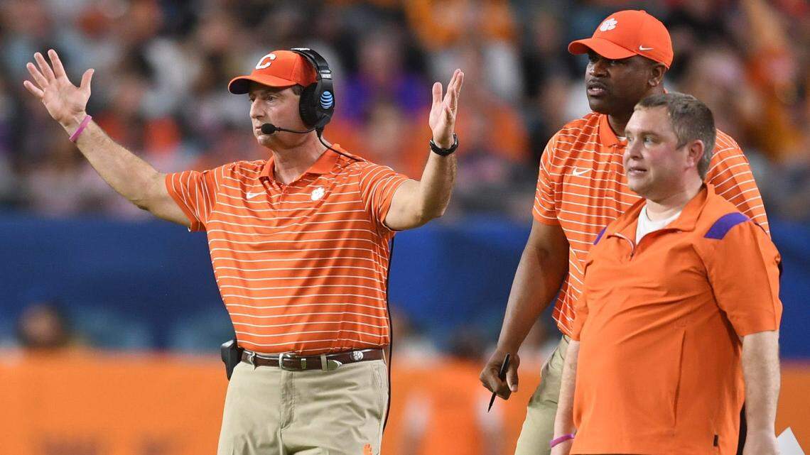 Clemson head coach Dabo Swinney reacts to a missed field goal during the first half of the Orange Bowl game between the Tennessee Vols and Clemson Tigers at Hard Rock Stadium in Miami Gardens, Fla. on Friday, Dec. 30, 2022. Orangebowl1230 1859 Syndication The Knoxville News Sentinel