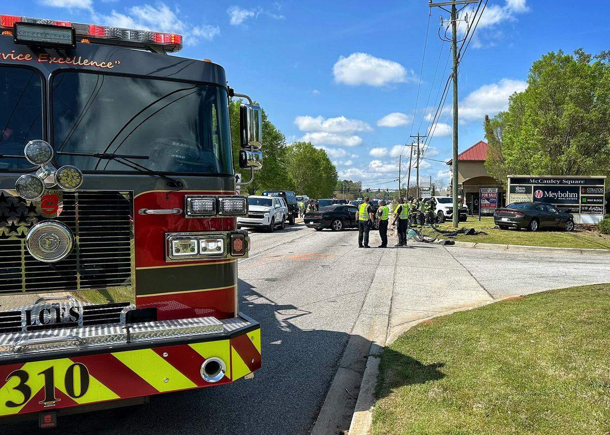 Emergency responders at the scene of a fatal crash.