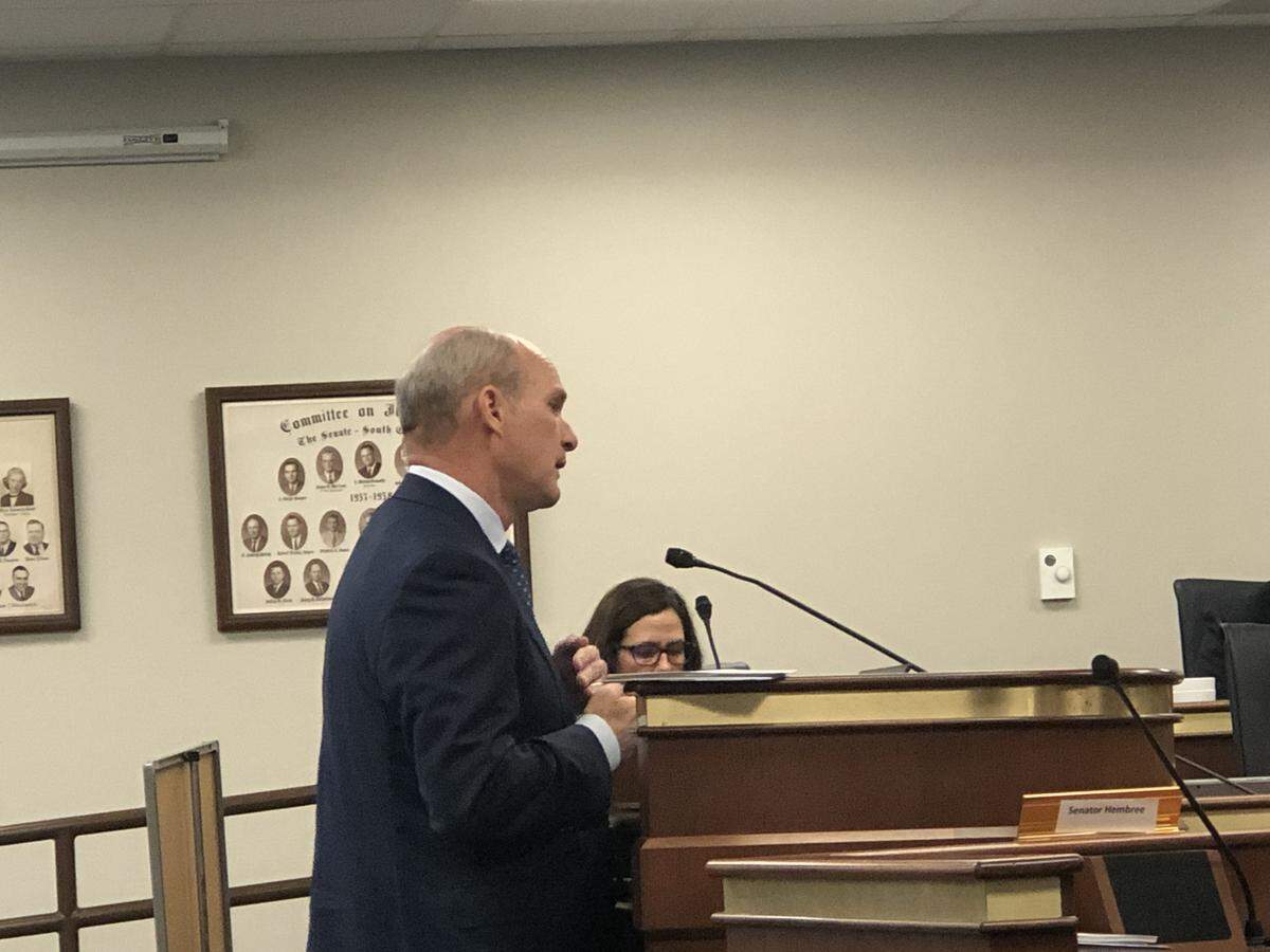 Dan Ray, acting board chairman of Santee Cooper, spoke to the S.C. Senate Finance Committee in February 2020.