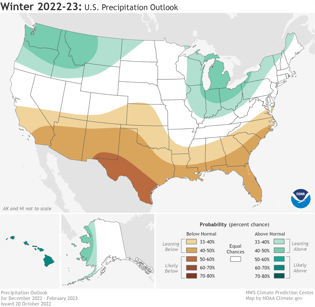The NOAA 90-day rainfall forecast for the U.S.