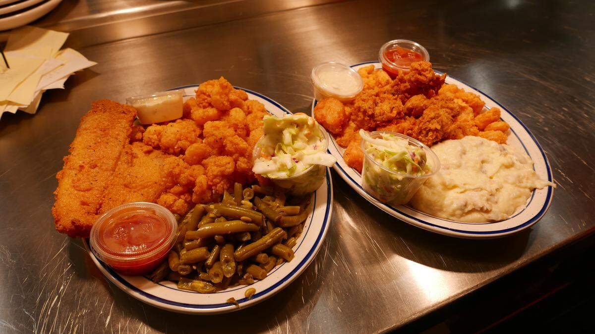 Seafood platters at Oak Grove Fish House, a new restaurant open in Lexington.