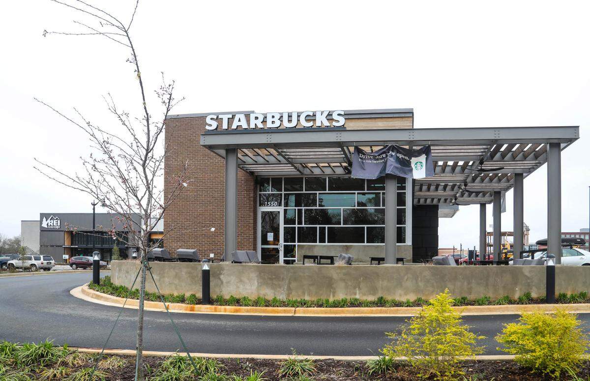 Development at the former 181-acre State Hospital site on Columbia’s Bull Street began in 2015 with the construction of a baseball stadium and the First Base Building. The full development is expected to take more than 20 years and will include a mix of businesses, residential complexes and recreation space. A Starbucks opened in spring of 2021.