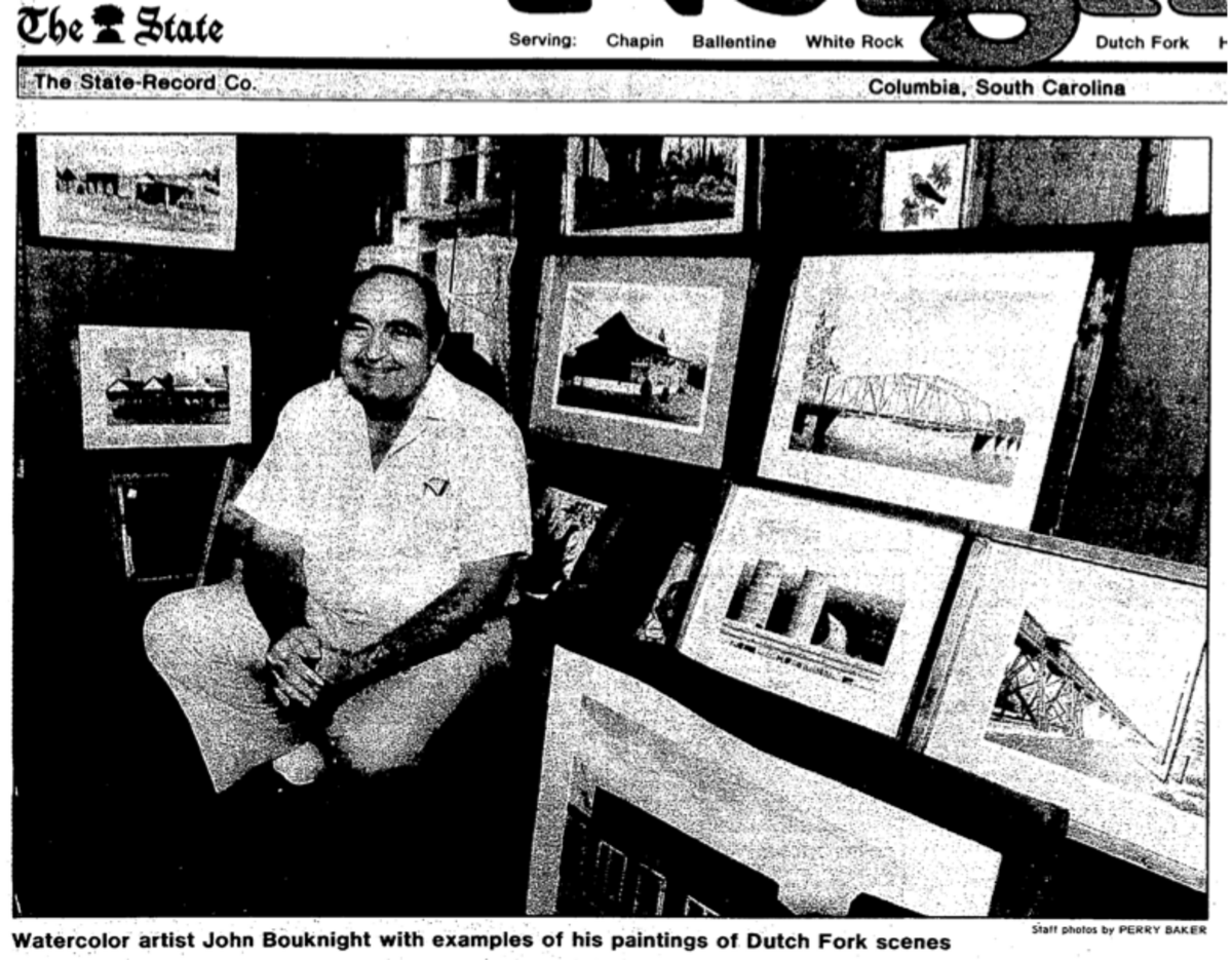 John Bouknight in a 1989 photo from an article in The State about his art.