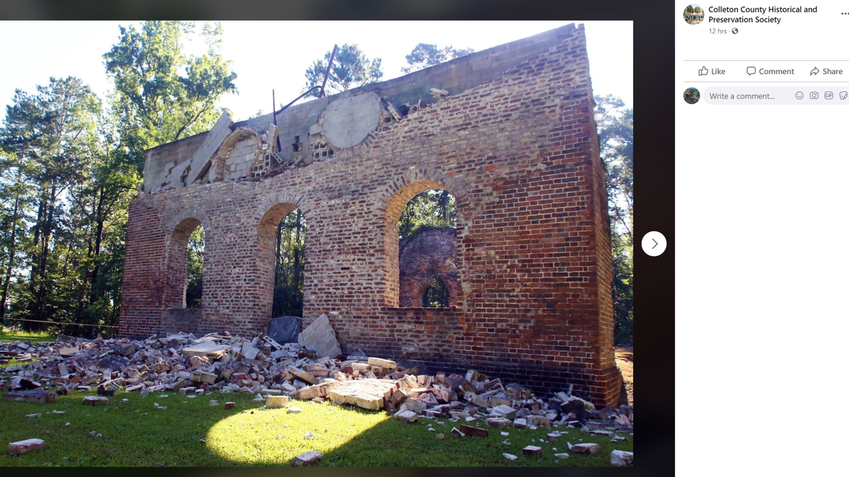 The damaged part of the ruin had been rebuilt in the 1970s after a tree fell through the front after Hurricane Gracie.