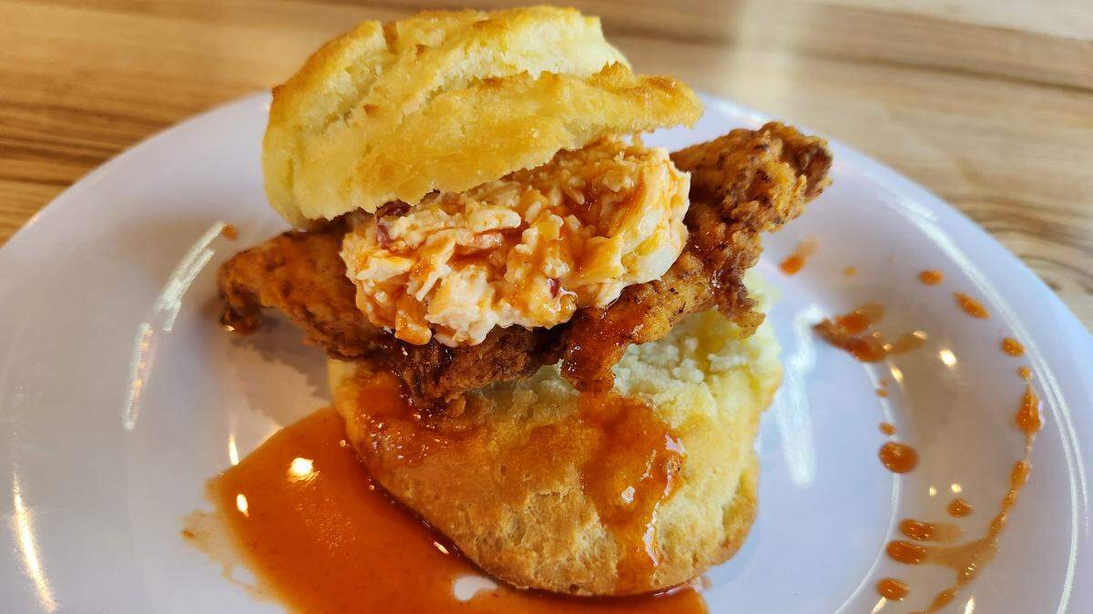 The Fat Boy biscuit at Vicious Biscuits at 3246 Forest Drive in Forest Acres, SC