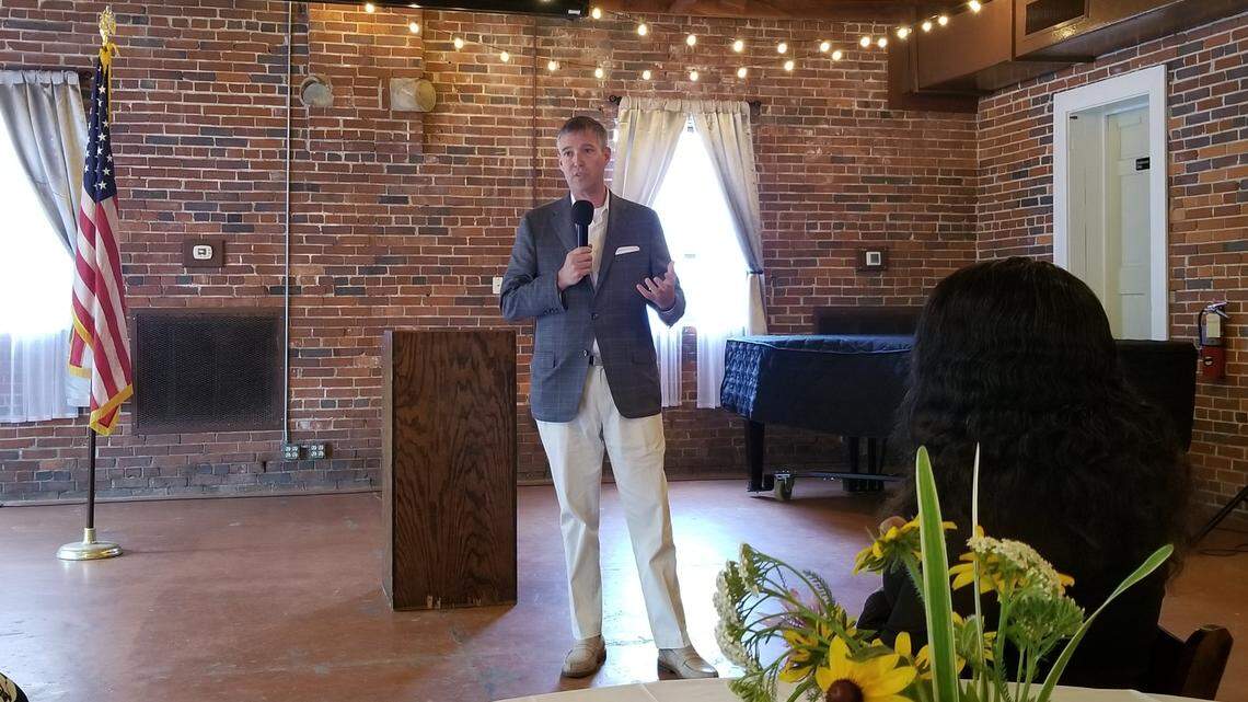 Columbia City Councilman Daniel Rickenmann, a candidate for mayor, speaks to the First Tuesday Republican Club of the Midlands on Tuesday, June 8, 2021.