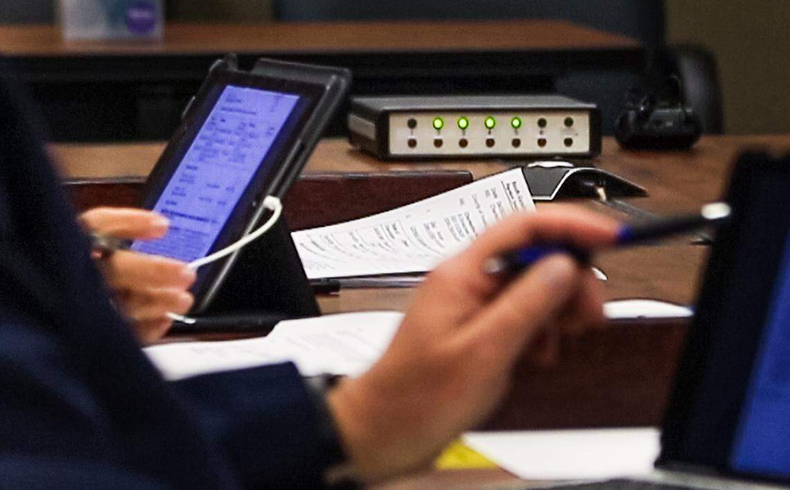 The South Carolina Board of Paroles and Pardons listens to persons requesting a pardon during a recent hearing.  9/5/18