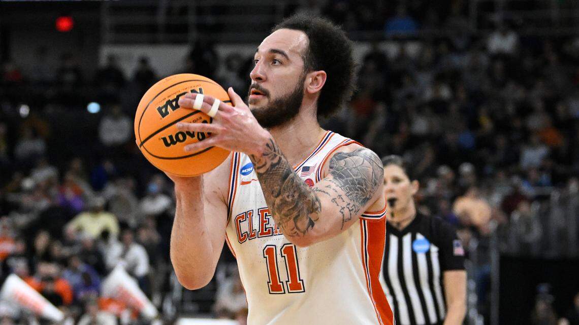 Clemson Tigers guard Jaeden Zackery (11) shoots the ball against the McNeese State Cowboys during the first half at Amica Mutual Pavilion.