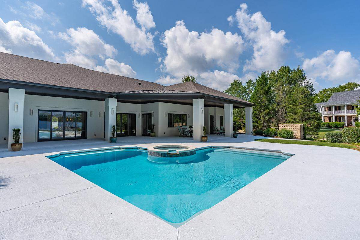 A view of the pool at a $2.89 million home for sale by Lake Murray.
