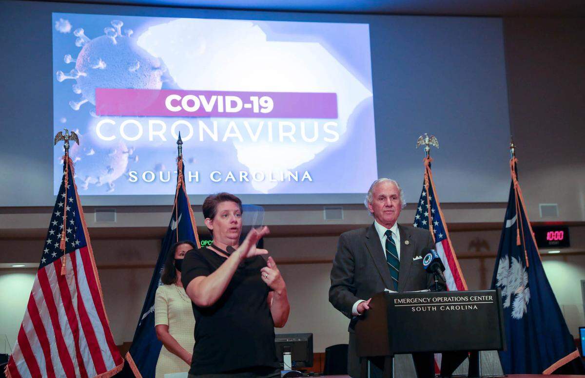 S.C. Gov. Henry McMaster speaks during a press conference at the South Carolina Emergency Management Division in July.