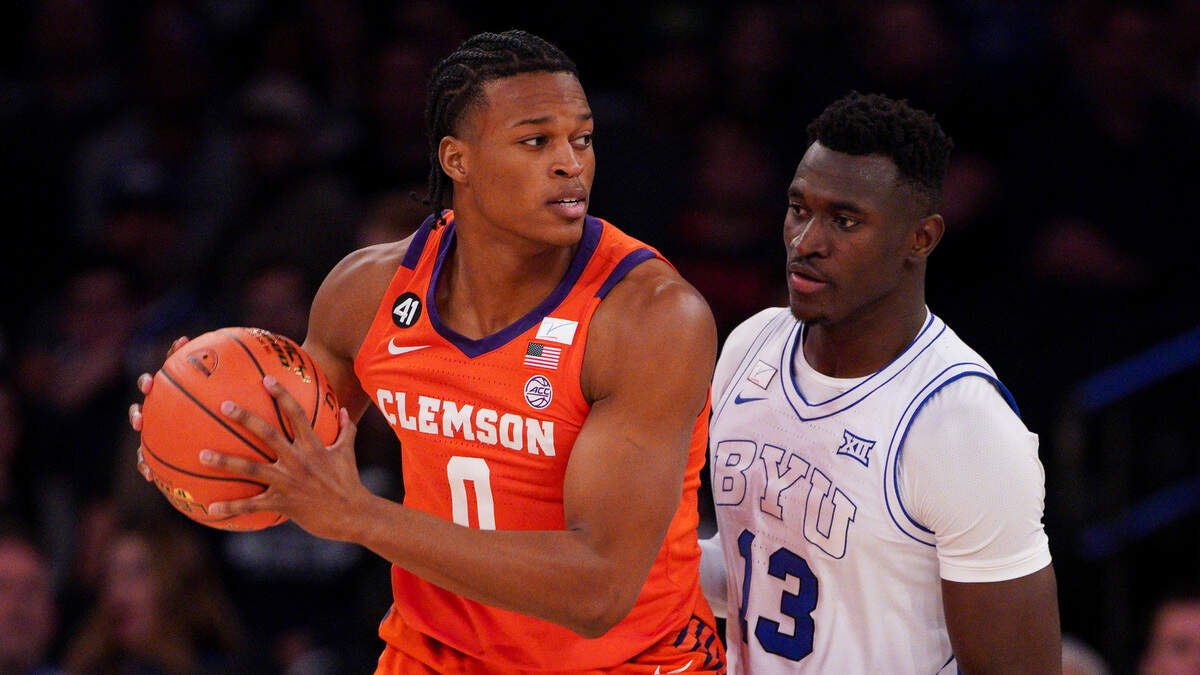 Former Clemson forward RJ Godfrey (0) is seeking a fifth year of eligibility after a recent NCAA rule change.
