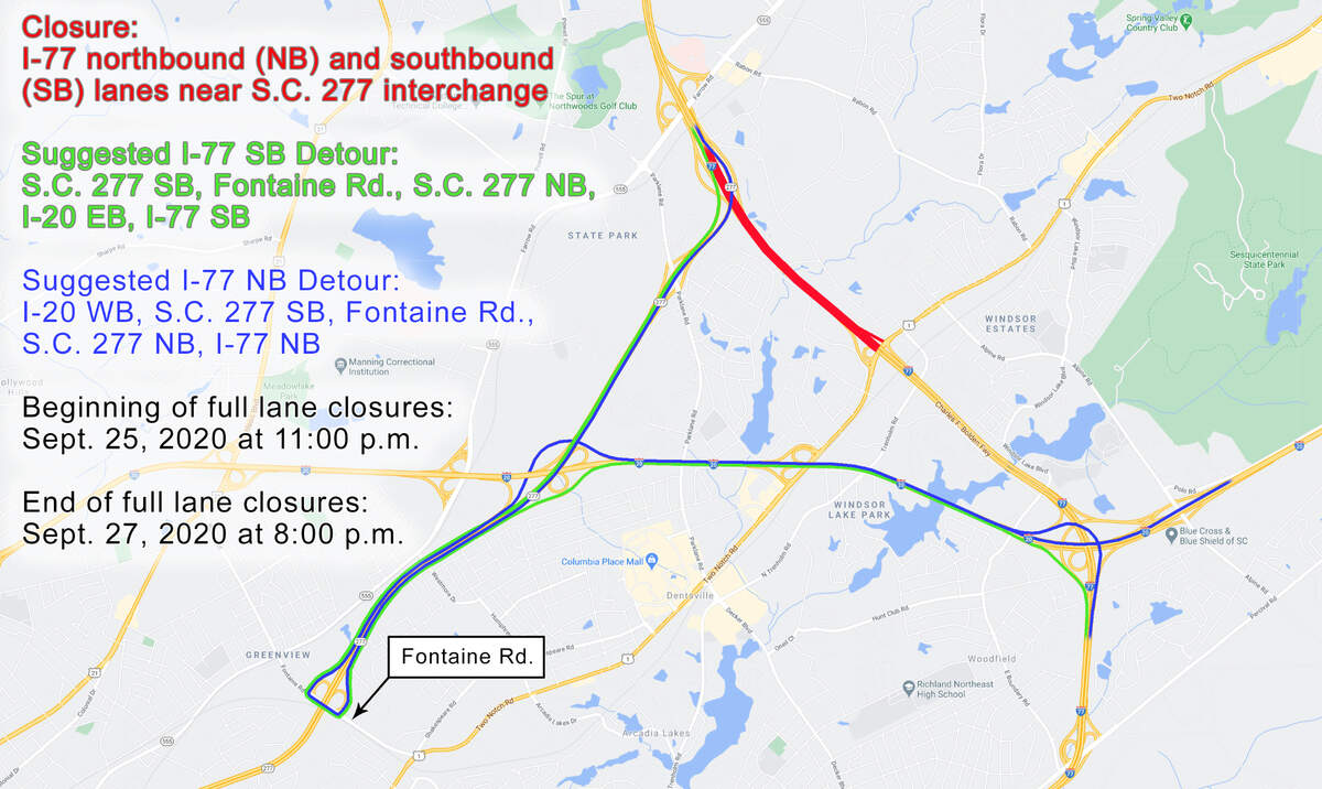 Lane closures and detours will be caused by roadwork on an interstate running through Richland County.