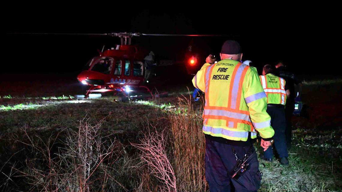 A woman was flown to a hospital after a 15-foot fall, South Carolina rescuers said.