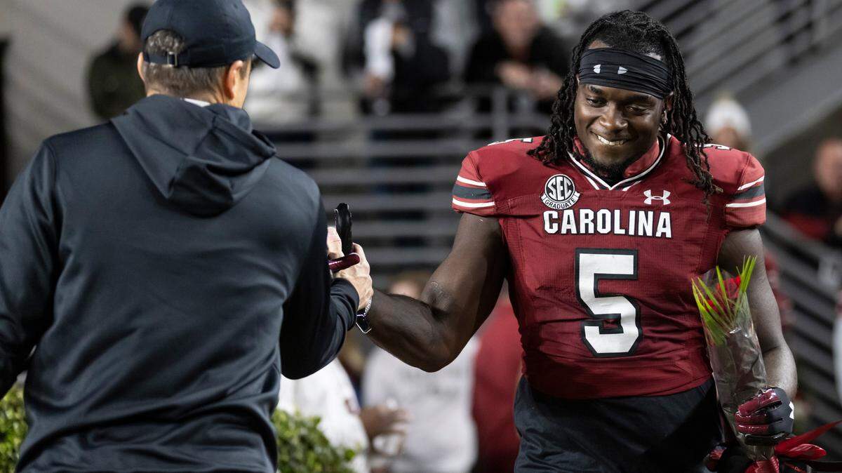 South Carolina Gamecocks wide receiver Dakereon Joyner (5) is recognized on Senior Night at Williams-Brice Stadium in Columbia, SC on Saturday, Nov. 19, 2022.