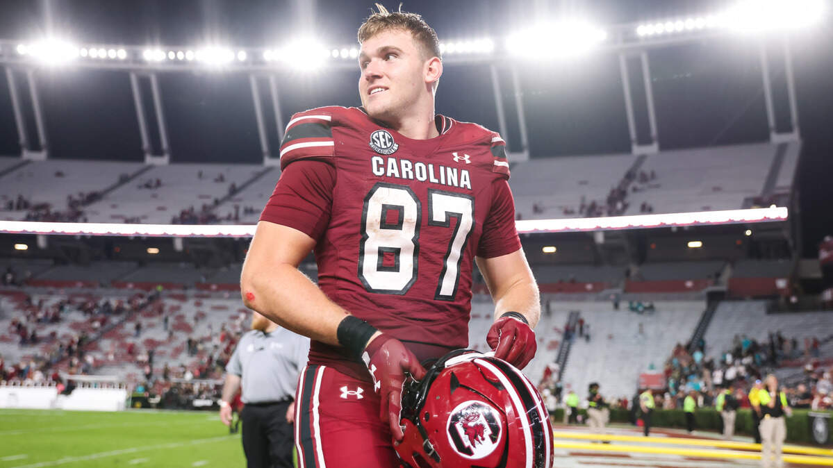 South Carolina tight end Brady Hunt (87) walks off the field following the Gamecocks’ game against Coastal Carolina at Williams-Brice Stadium in Columbia on Saturday, November 22, 2025.


