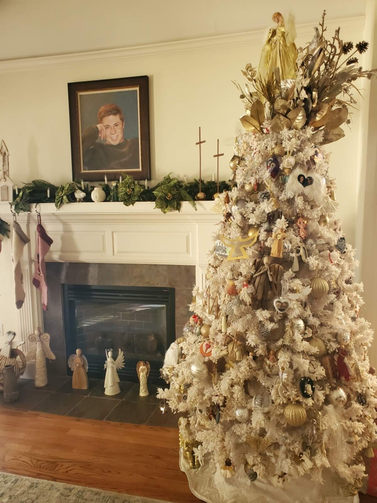 Each year, Cindy Hipps puts up a Christmas tree adorned with angels given to her since her son, Tucker, died.