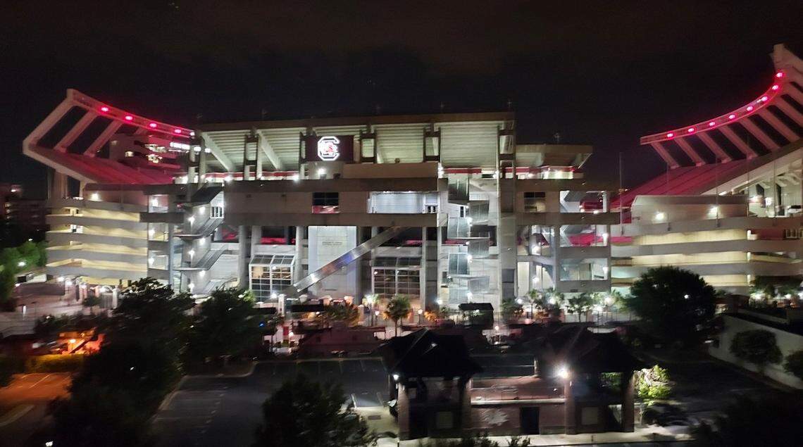 Williams-Brice Stadium will have new LED lights with garnet flashing capabilities for the 2022-2023 season.