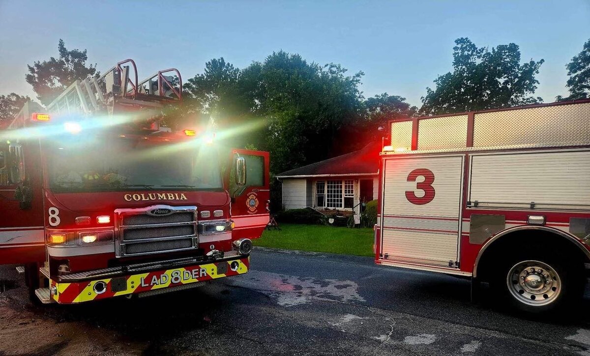 The Columbia Fire Department responds to a burning home.