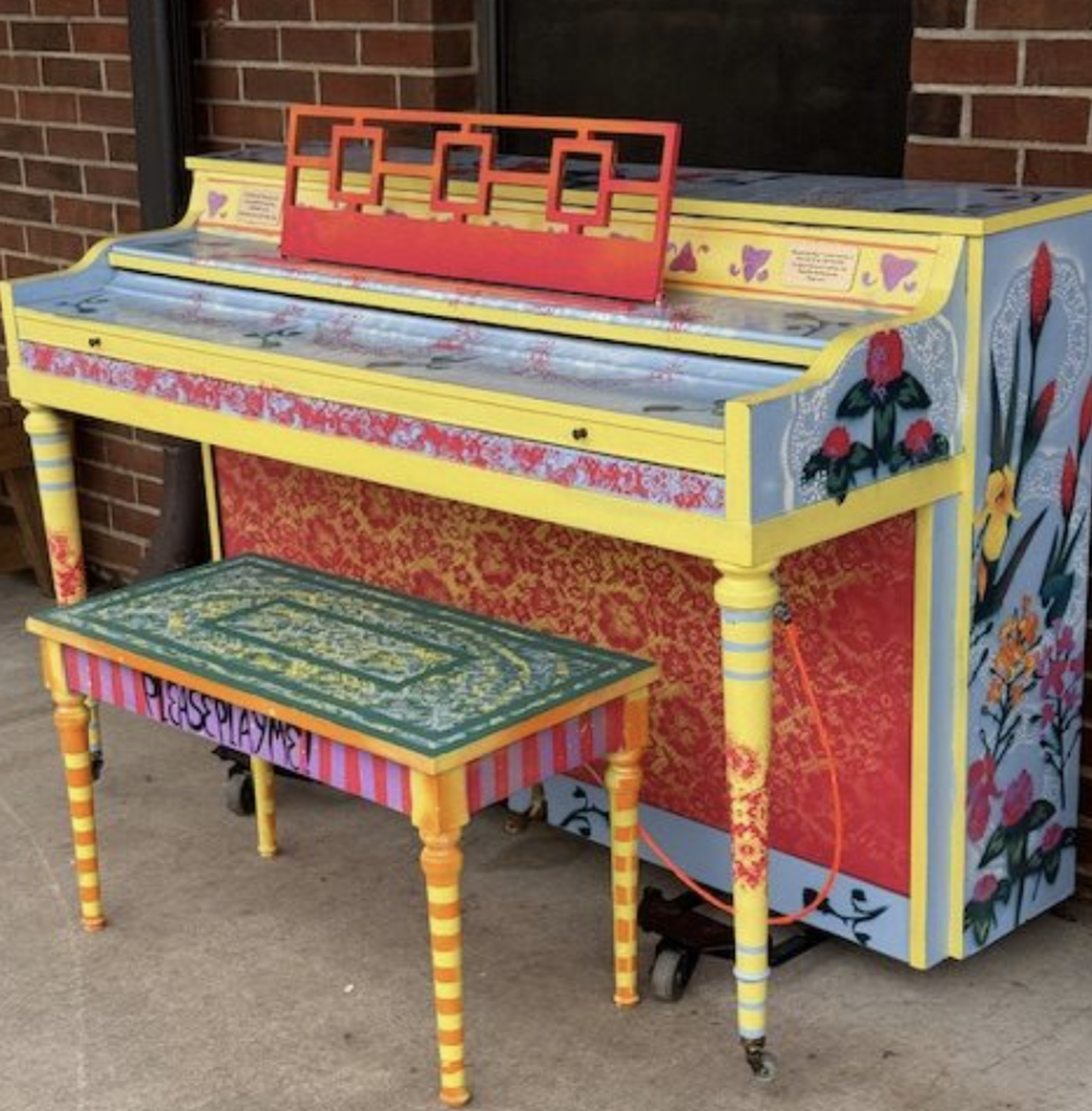 Howard, the first piano placed by Please Play Me Pianos, is at the Swamp Rabbit Cafe and Grocery in Greenville, SC.