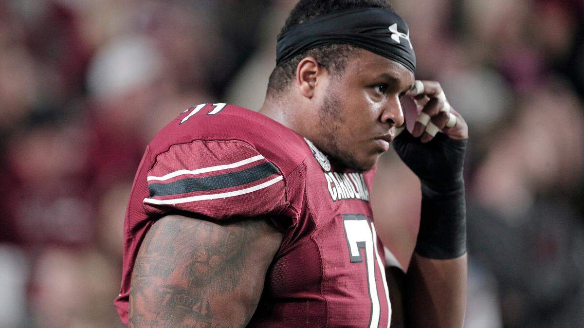 South Carolina’s Eric Douglas during warmups ahead of the Gamecocks’ Oct. 22, 2022 game against Texas A&M at Williams-Brice Stadium.
