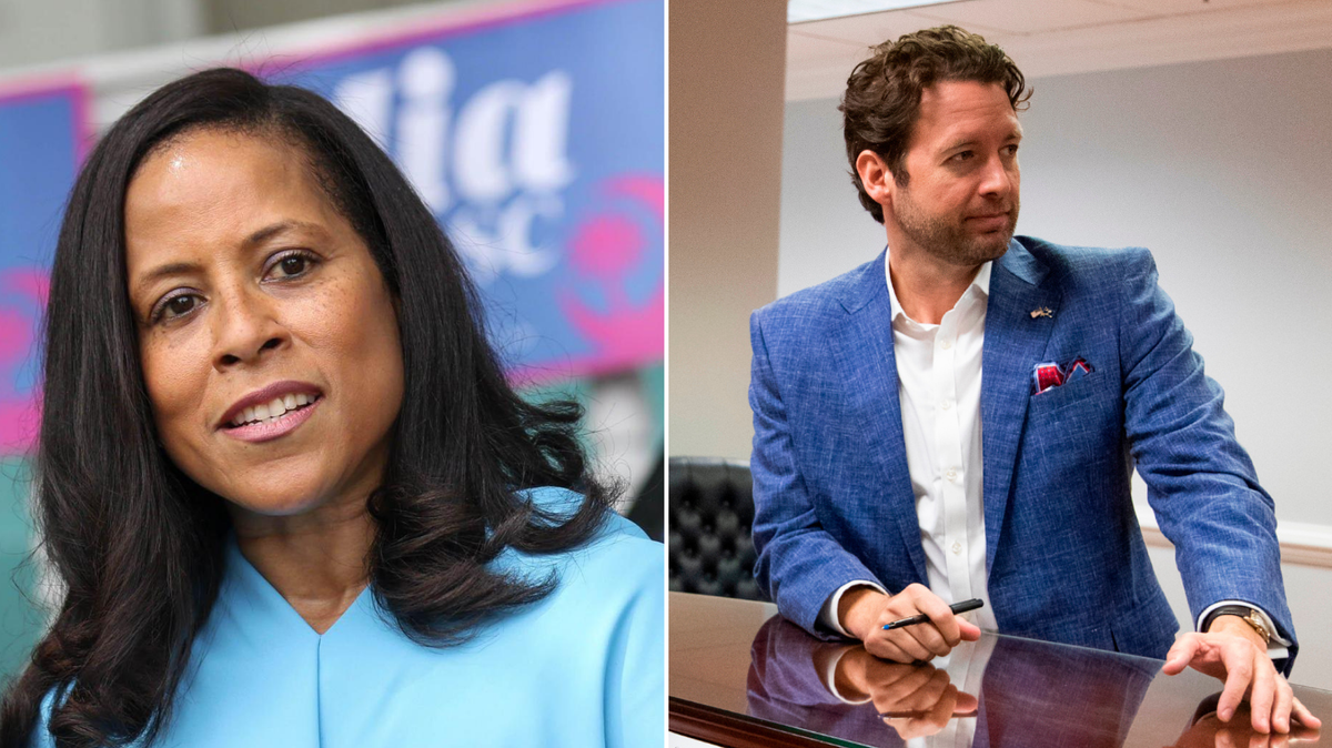 South Carolina Democratic candidates for governor state Sen. Mia McLeod, D-Richland, left, and former U.S. Congressman Joe Cunningham, D-Charleston