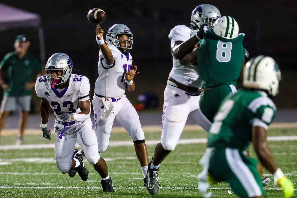 Ridge View Blazers quarterback Ashton Chapman (15) passes during their game at Dutch Fork High School, Friday, 9/5/25.