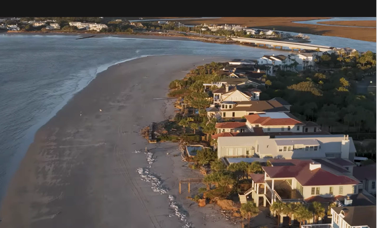 Development on the beach at the Isle of Palms shows a seawall extending well onto the shoreline beyond other properties. Beach house owner Rom Reddy says work he did along the beach is not in state jurisdiction. But state regulators say the construction juts onto the eroding beach and is in violation of state law. Seawalls can worsen beach erosion and block public access along the seashore.