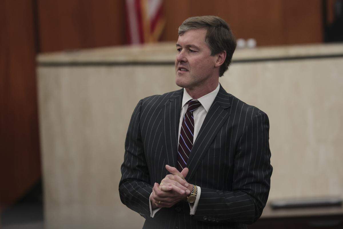 Senior Assistant Solicitor Dale Scott delivers his closing arguments during the trial of Rick Chow on Monday, June 1, 2026.