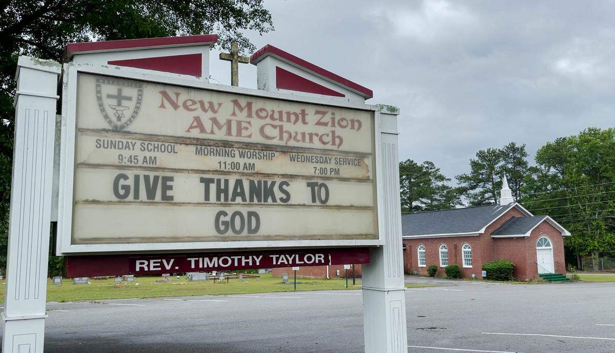 New Mount Zion AME Church is located across I-20 from the original location on the campus of River Bluff high School. The original building which was built in 1847, was moved by rolling it along logs and is incorporated into the construction of the new building.