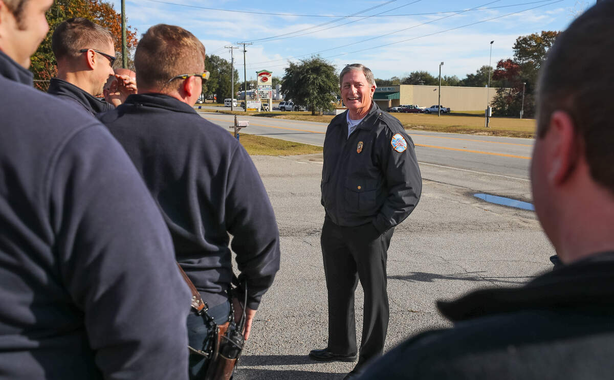 Lexington county fire chief Brad Cox is retiring in January. Tuesday he resided over a ceremony for two new fire trucks at Station 6 in Pelion. 11/29/18