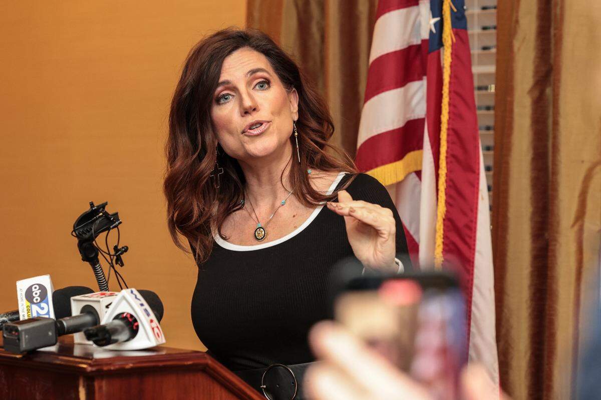 Republican South Carolina congresswoman Nancy Mace speaks during a visit to the Richland County GOP meeting.