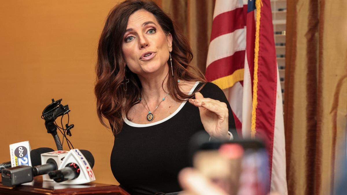 Republican South Carolina congresswoman Nancy Mace speaks during a visit to the Richland County GOP meeting.