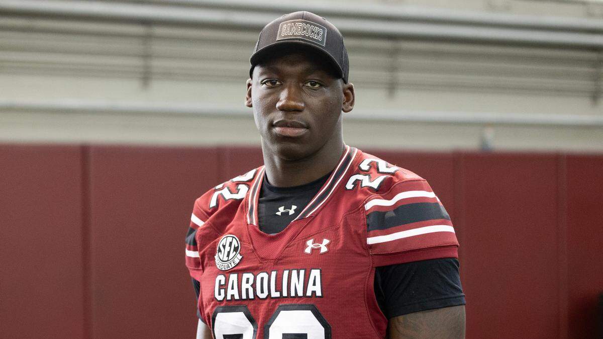 South Carolina’s Bam Martin-Scott at the team’s media day on Thursday, August 1, 2024.