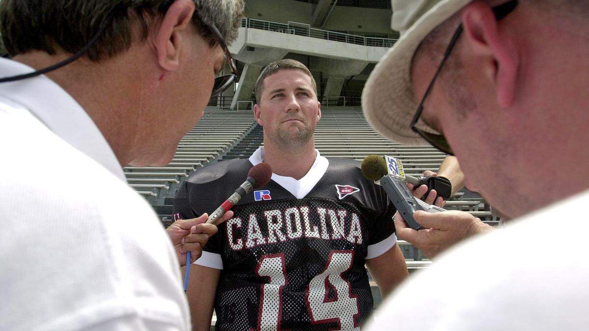 USC quarterback Phil Petty during 2000 media day interviews at Williams-Brice Stadium.