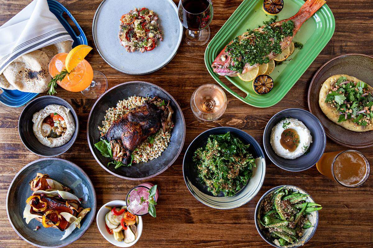 A selection of food from Butcher & Bee. The downtown Charleston restaurant is a 2022 James Beard Award semifinalist for Outstanding Restaurant.