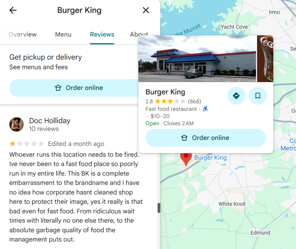 Burger King at 226 Longs Pond Rd Google Maps review