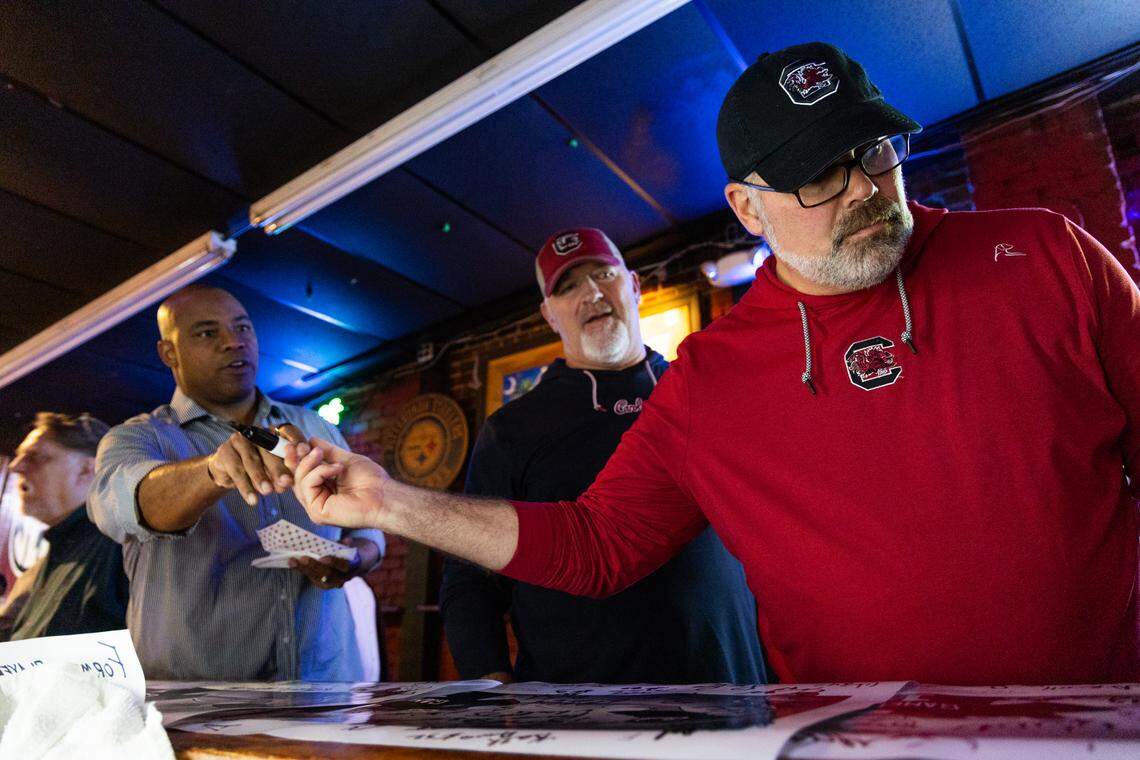 Family, friends and former South Carolina Gamecocks athletes remember the life of Steve Tanneyhill at his bar Group Therapy in Columbia, South Carolina on Saturday, January 10, 2026.