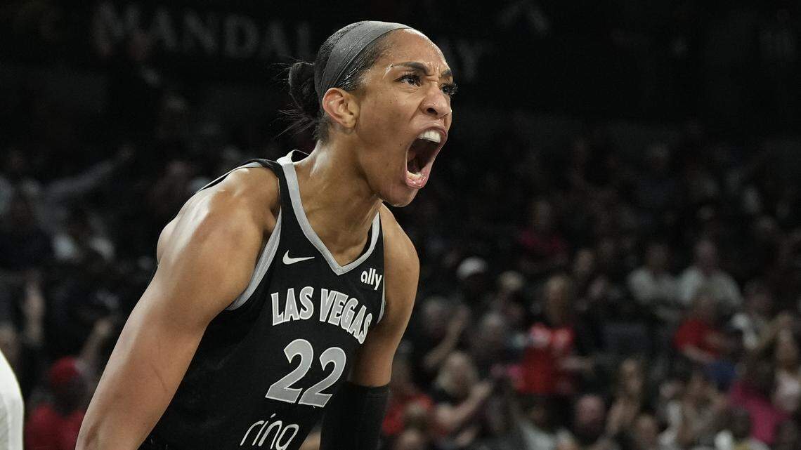 Las Vegas Aces center A'ja Wilson (22)