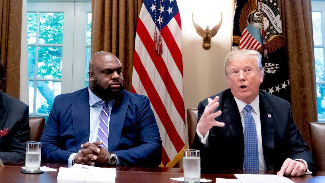 President Donald Trump speaks during a meeting with inner city pastors in the Cabinet Room of the White House in Washington, Wednesday, Aug. 1, 2018.