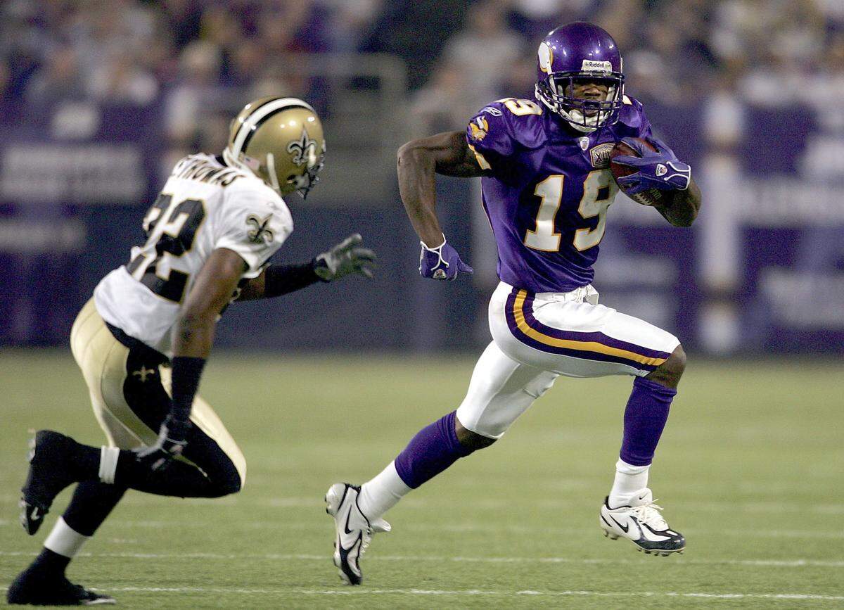 From Sept. 25, 2005: Troy Williamson #19 of the Minnesota Vikings in a game against the New Orleans Saints.
